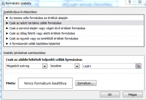 Feltételes formázás