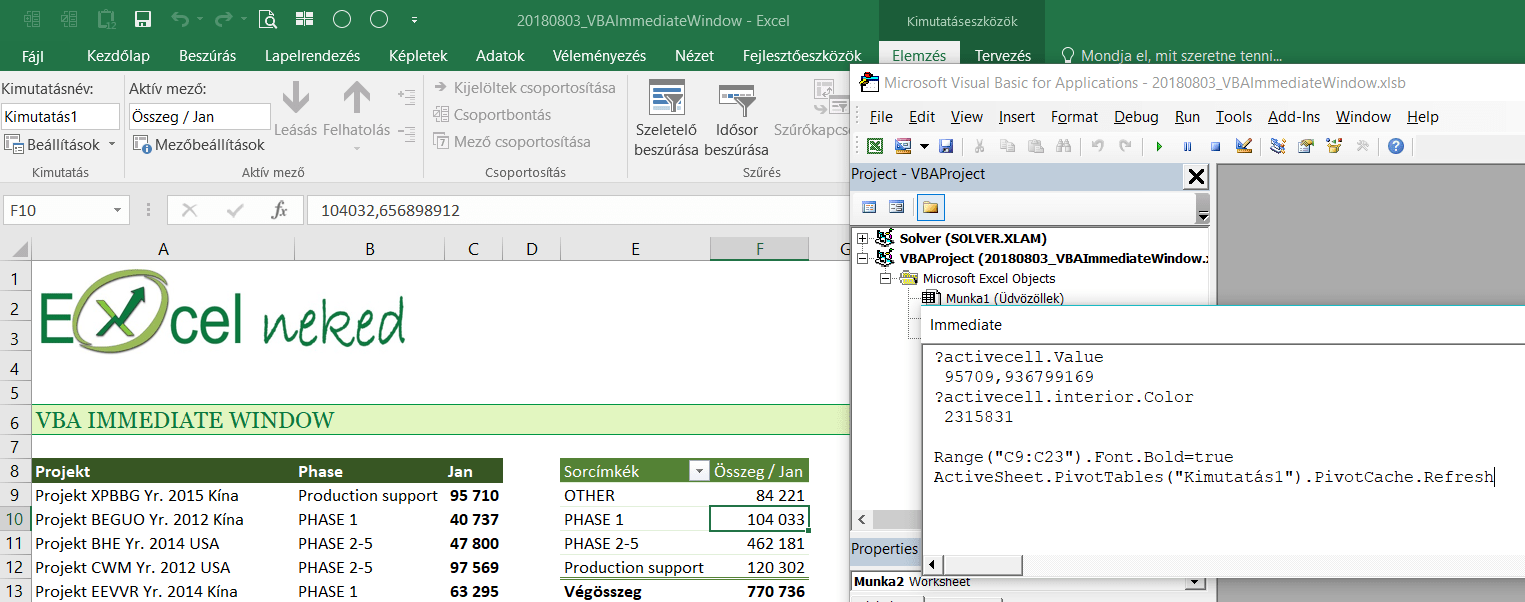 Excel VBA Immediate Window
