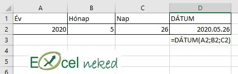 Excel függvények dátum